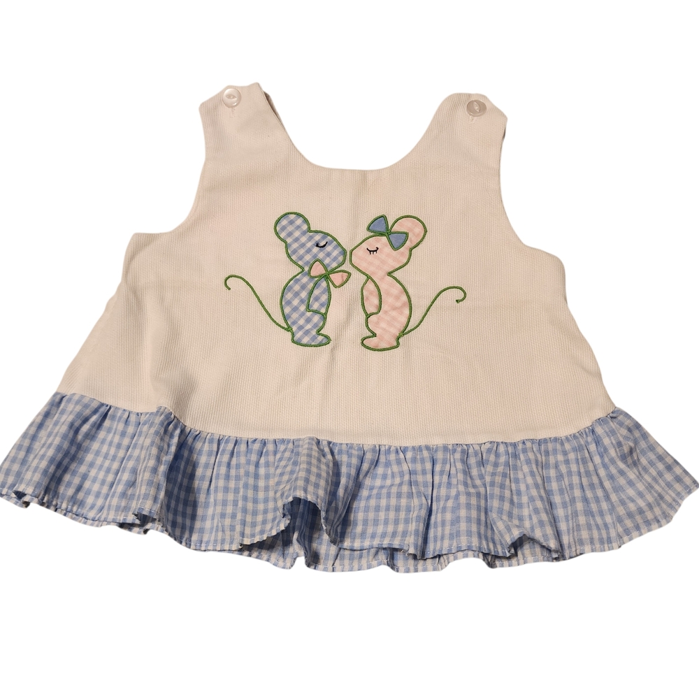 miami Cream Tank Top One-Piece with Blue Gingham Ruffle